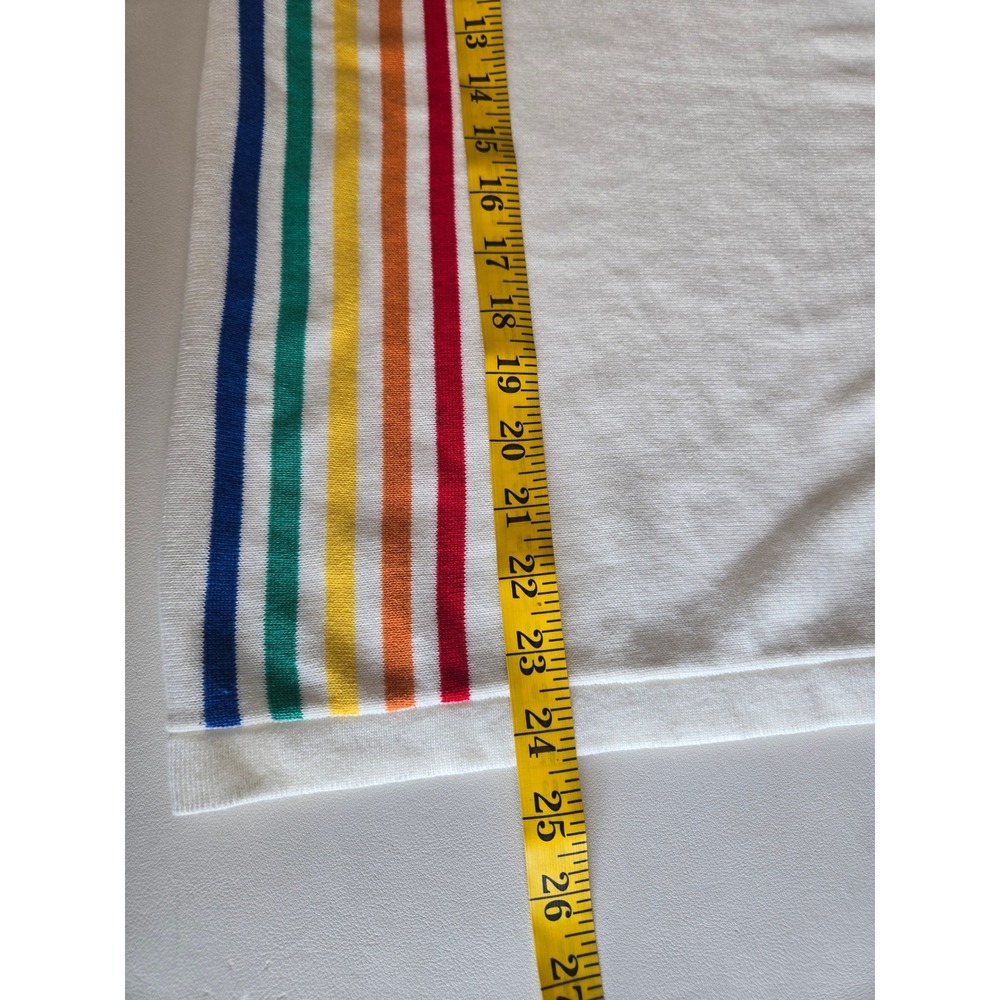OSKNIT White Rainbow Stripe Knit Midi Skirt Retro 70s Y2K Preppy Dopamine Chic S - Picture 6 of 7